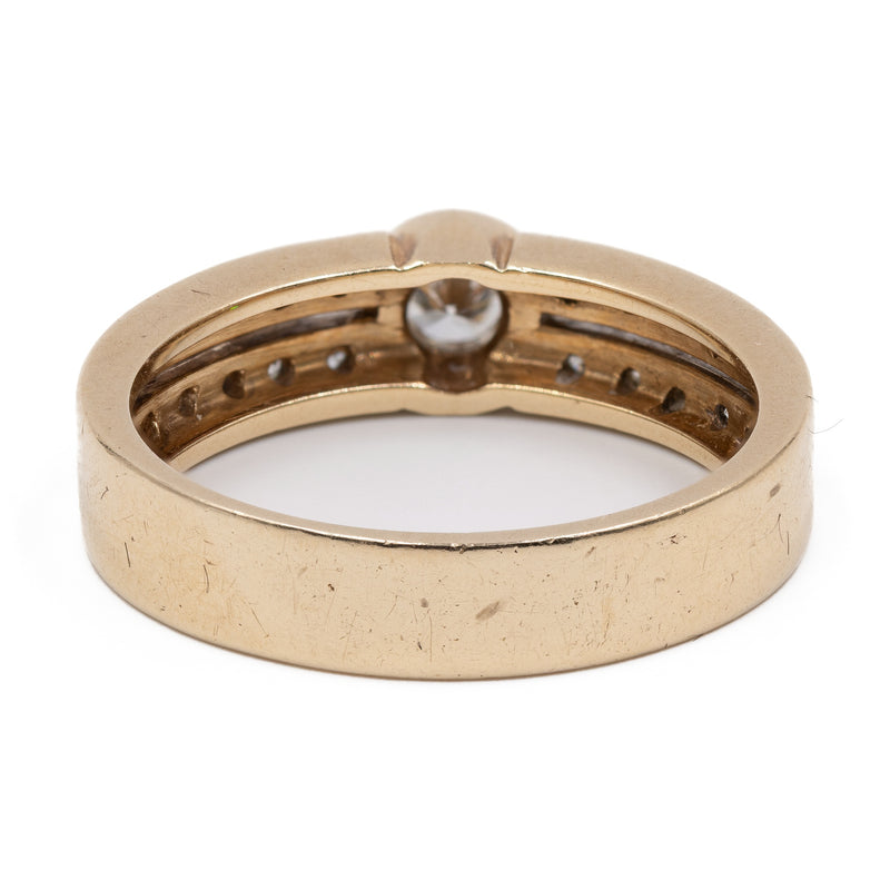 Anello vintage in oro giallo 14k con diamanti (0,50ctw), anni '80