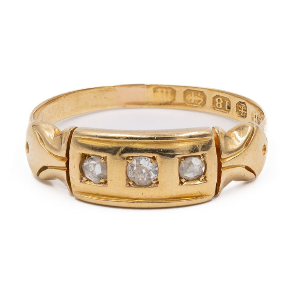 Anello antico in oro giallo 18k con diamanti, anno 1861/1862