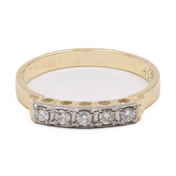 Anello vintage a riviera in oro giallo 14k con diamanti (0,10ctw)