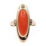 Винтажное кольцо из 8-каратного желтого золота с красным кораллом