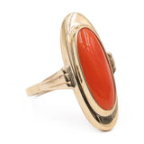 Винтажное кольцо из 8-каратного желтого золота с красным кораллом