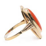 Винтажное кольцо из 8-каратного желтого золота с красным кораллом