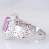 Anello vintage in platino con zaffiro rosa (1.37ct) e diamanti (1ctw), anni ‘90