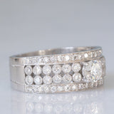 Bague vintage en or blanc 14 carats avec diamants taille brillant (environ 1.38 ct), années 80