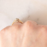 Solitario vintage in oro giallo 9K con diamante di taglio brillante (0.20ct ca.), anni ‘80/‘90
