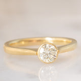 Solitaire vintage en or jaune 14 carats et diamants taillés en brillant (env. 0.45 ct), années 70