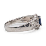 Anello vintage in platino con zaffiro (0.98ctw) e diamanti (0,60ctw)