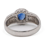 Anello vintage in platino con zaffiro (0.98ctw) e diamanti (0,60ctw)