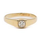 Anello vintage solitario in oro giallo 14k con diamante (0,15ct), anni '70