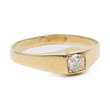 Anello vintage solitario in oro giallo 14k con diamante (0,15ct), anni '70