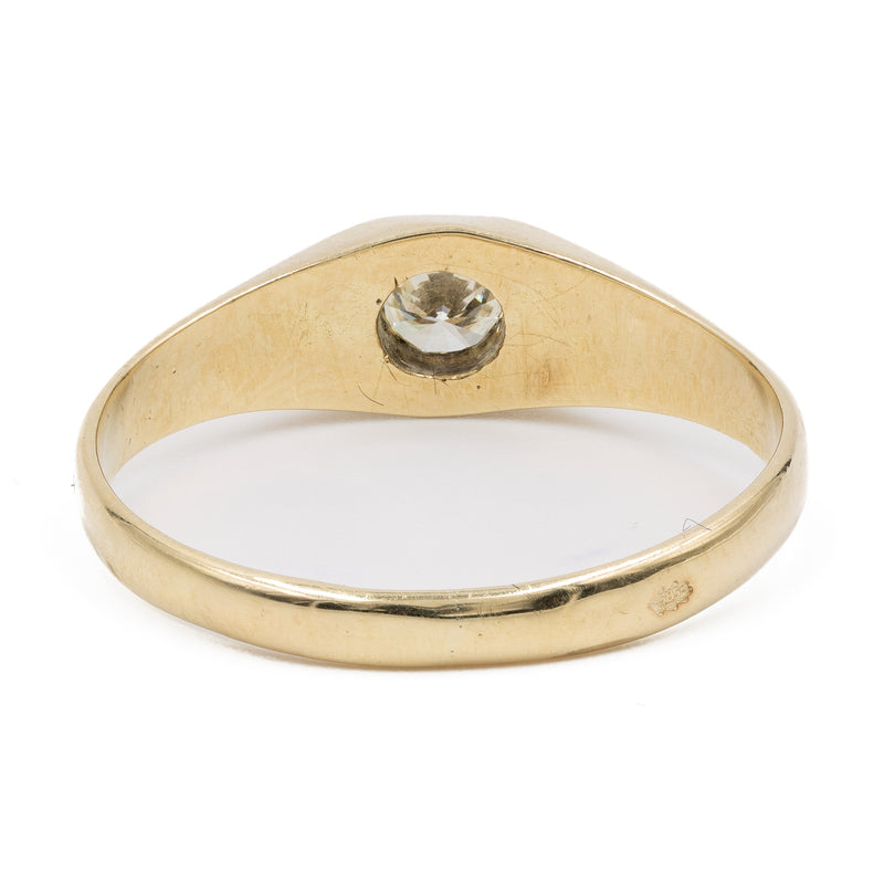 Anello vintage solitario in oro giallo 14k con diamante (0,15ct), anni '70