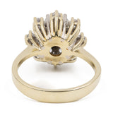 Anel vintage em ouro amarelo 14k com floco de neve e diamantes (1,25 ct), década de 70.