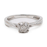 Anello vintage in oro bianco 9k con diamanti (0,15ctw)