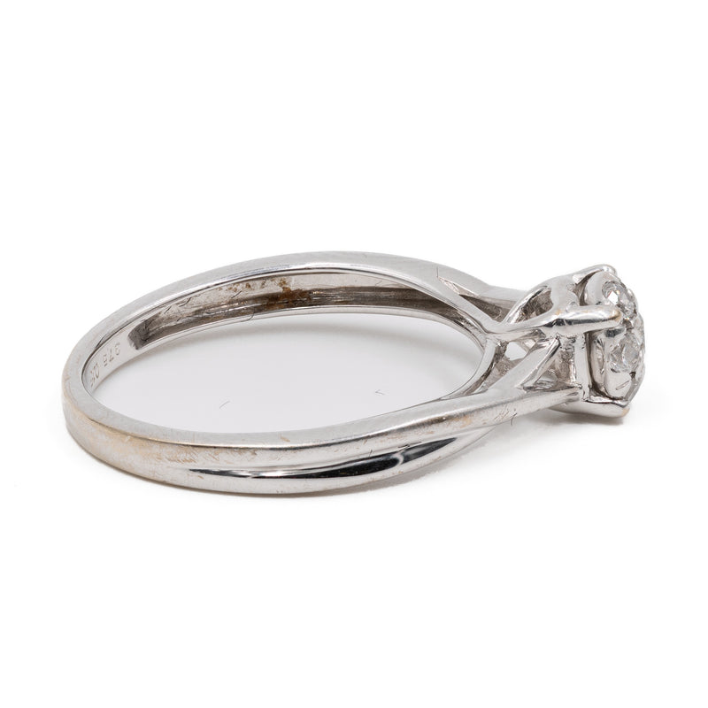 Anello vintage in oro bianco 9k con diamanti (0,15ctw)