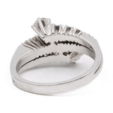 Anel vintage estilo contrarier em ouro branco 18k com diamantes (1 ct no total), década de 70.