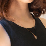 Vintage-Halskette mit Kette aus 9-karätigem Roségold und Herzanhänger aus 9-karätigem Roségold mit Diamanten