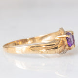 Toi et Moi vintage in oro giallo 9K con ametiste di taglio a cuore (0.80ctw ca.) e diamanti