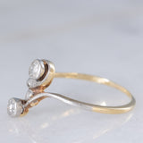 Anello Art Nouveau in oro giallo e bianco 14K con diamanti (0.12ctw ca.), anni ‘20