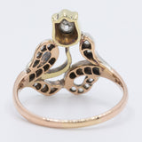 Anello antico in oro giallo e rosa 18K e argento con diamanti (0.40ctw ca.), anni ‘20