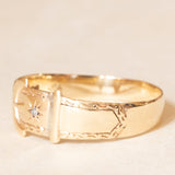 Vintage-Gürtelschnallenring aus 9-karätigem Gelbgold mit Diamant, 1993