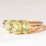 Vintage-Trilogie aus 9-karätigem Gelbgold mit Peridoten (ca. 1 Karat), Jahr 1997