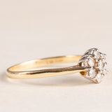 Vintage-Gänseblümchenring aus 9-karätigem Gelbgold mit Diamanten im Brillantschliff (ca. 0.35 ctw), 80er/90er Jahre