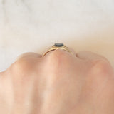Anello vintage in oro giallo 9K con cuore di onice, anno 1989