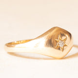 Solitaire gitan antique en or jaune 14 carats avec diamant taille ancienne, années 10/20
