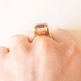 Vintage-Cocktailring aus 18 Karat Gelbgold mit Rauchquarz (ca. 7 Karat), 60er/70er Jahre