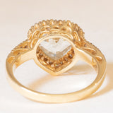 Vintage-Ring aus 14-karätigem Gelbgold mit Aquamarin im Herzschliff (ca. 2.20 ct) und Diamanten im Brillantschliff (ca. 0.22 ctw), 80er/90er Jahre