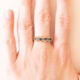 Vintage-Ring aus 9-karätigem Gelbgold mit synthetischen Alexandriten, Jahr 2007