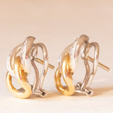 Vintage 18K yellow and white gold earrings with diamonds, 70s/80s