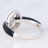 Anello vintage in stile Art Déco in platino con diamanti (centrale di 0.75ct) e onice
