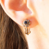 Vintage-Ohrringe aus 9-karätigem Gelbgold mit Saphiren (ca. 0.40 ctw) und Diamanten (ca. 0.08 ctw)