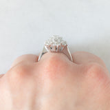 Anello a fiocco di neve in oro bianco 14K con diamanti di taglio brillante (1ctw ca.), anni ‘70/‘80