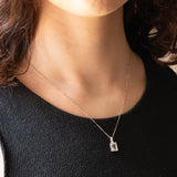 Halskette mit Vintage-Kette aus 9-karätigem Weißgold und modernem Anhänger aus 9-karätigem Weißgold mit Aquamarin (ca. 1 Karat) und Diamanten