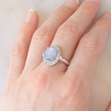 Anello ballerina vintage in platino con zaffiro stellato (6.40ct) e diamanti (0.94ctw), anni ‘80