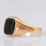 Anello chevalier vintage in oro giallo 9K con onice, anno 1979