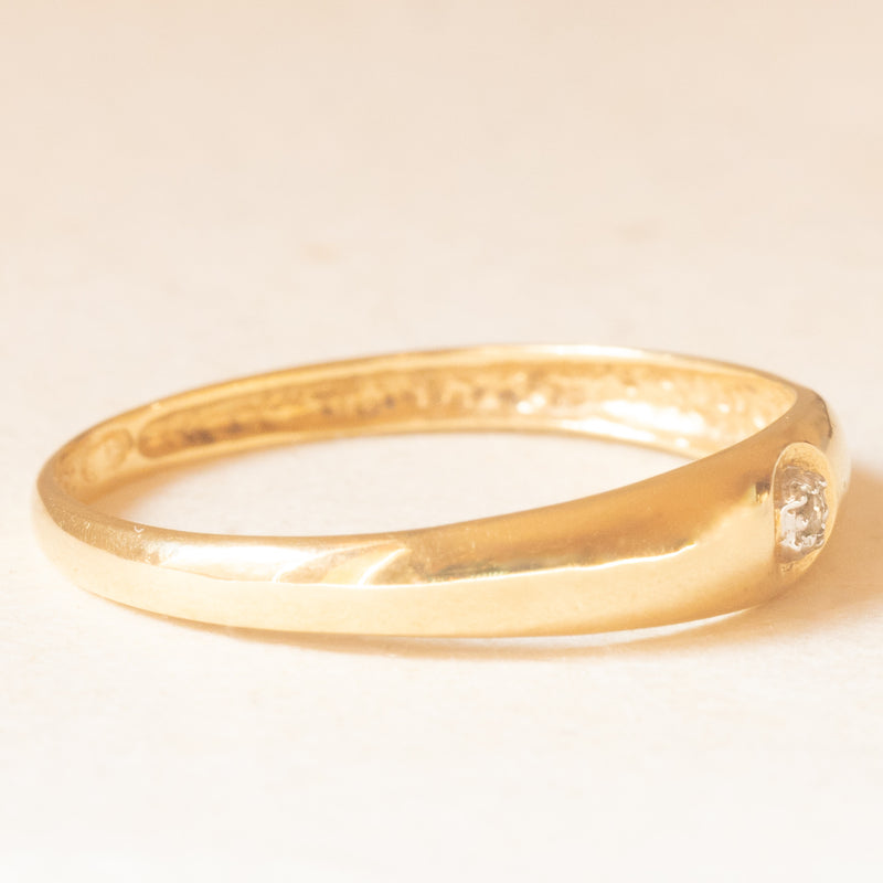 Solitario gypsy in oro giallo e bianco 18K con diamante, anni ‘60