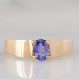 Solitario vintage in oro giallo 9K con tanzanite (0.70ct ca.)