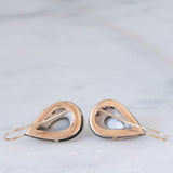 Orecchini vintage in stile antico in oro giallo 14K e argento con pietre di Luna e diamanti di taglio rosetta, anni ‘50/‘60