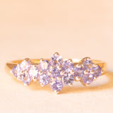 Vintage-Ring aus 9-karätigem Gelbgold mit floralem Dekor und Tansaniten (ca. 0.75 ctw), Jahr 2005