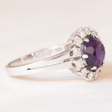 Vintage-Gänseblümchenring aus 14-karätigem Weißgold mit Amethyst (ca. 1.90 ct) und Diamanten im Brillantschliff (ca. 0.48 ctw), 70er Jahre