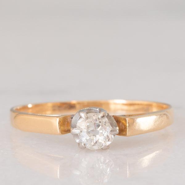 Solitario antico in oro giallo 18K con diamante di taglio vecchia miniera (0.22ct ca.), anni ‘20/‘30