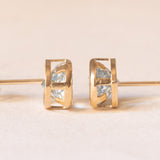 Vintage-Ohrringe aus 9-karätigem Gelbgold mit behandeltem Blautopas (ca. 2 Karat), 60er/70er Jahre