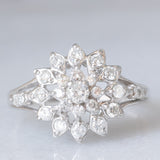 Anello a fiore in platino con diamanti di taglio brillante (0.50ctw), anni ‘60/‘70