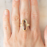 Anello da cocktail vintage in oro giallo 8K con quarzo fumé (1ct ca.), anni ‘70