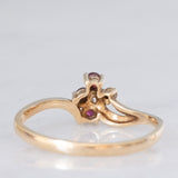 Anello vintage in oro giallo 9K con rubini (0.12ctw ca.) e diamante (0.02ct ca.), anno 1981