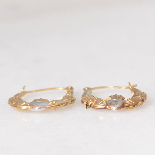 Orecchini Claddagh vintage in oro giallo 9K