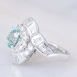 Anello ballerina moderno in platino con tormalina Paraiba (1.26ct) e diamanti (1.36ctw), anni ‘2000